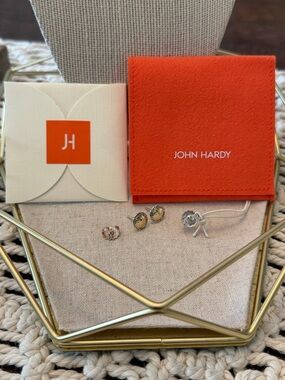 John Hardy Essential 14k Yellow Gold and Sterling Silver Stud Earrings - NWT